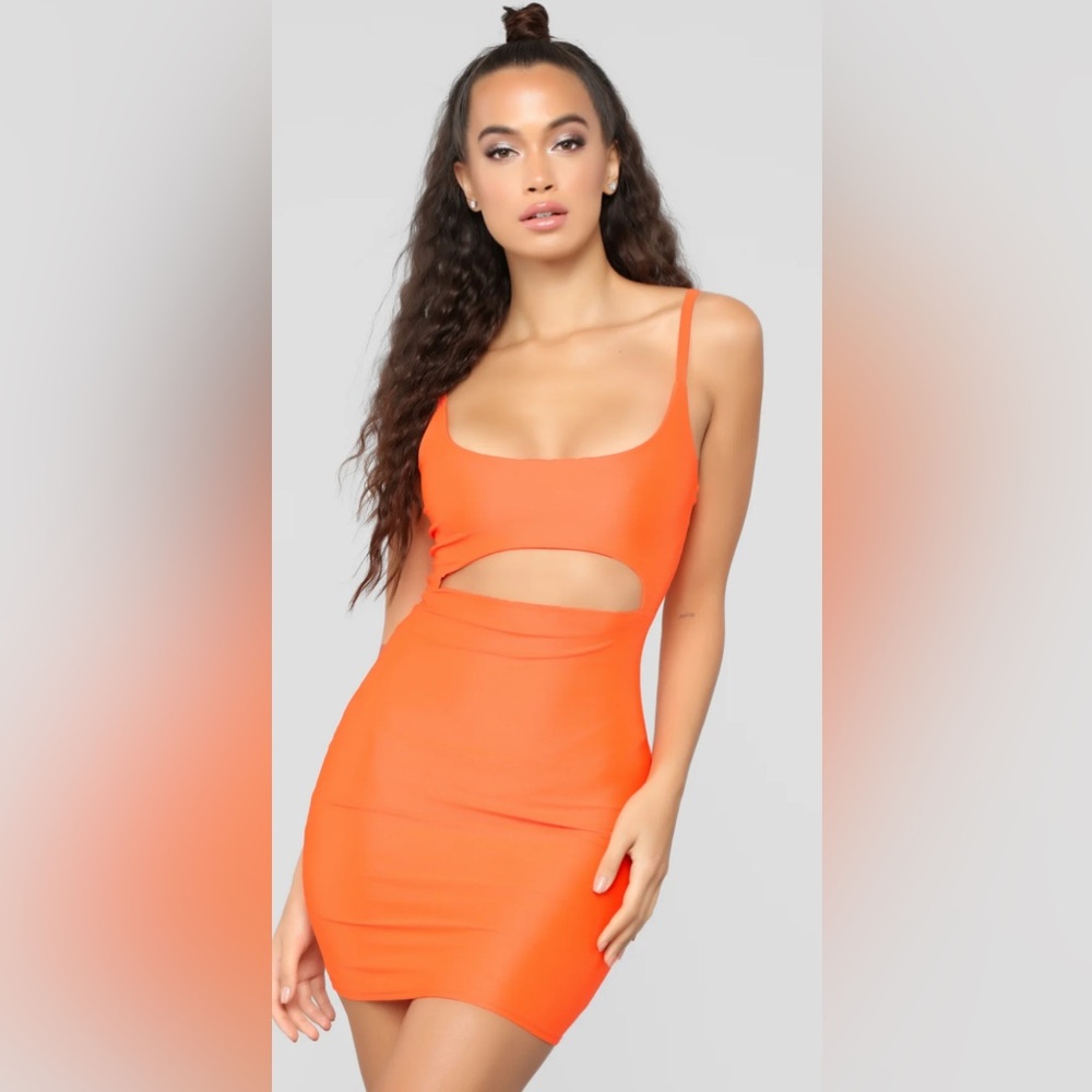 Fashion Nova Orange Cutout Mini Dress